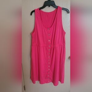 Womens Sleeveless Hot Pink Midi Dress With Buttons Size 2xl NWOT